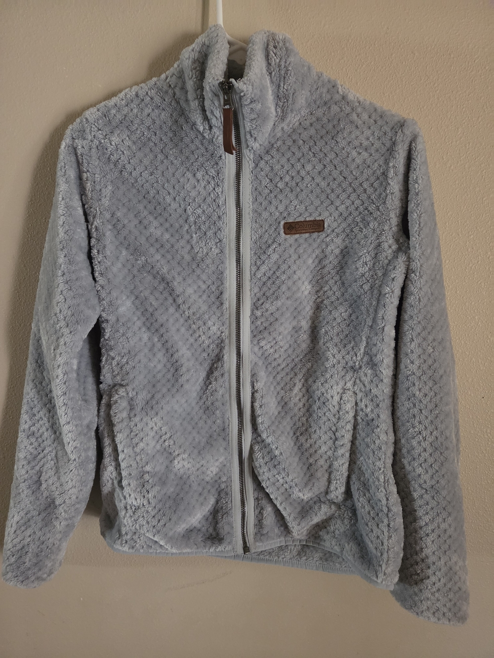 Columbia Gray Blue Fuzzy Fleece Jacket